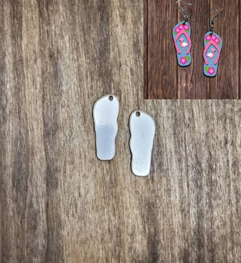 Sublimation hardboard blanks, flip flop earring sublimation blanks, SINGLE or DOUBLE-sided sandal earring blanks for sublimation