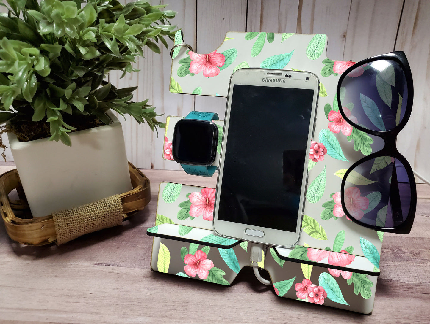 2-Piece Sublimation Hardboard Blanks – Phone Docking Station with Watch, Ring, and Sunglass Slots