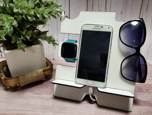 2-Piece Sublimation Hardboard Blanks – Phone Docking Station with Watch, Ring, and Sunglass Slots