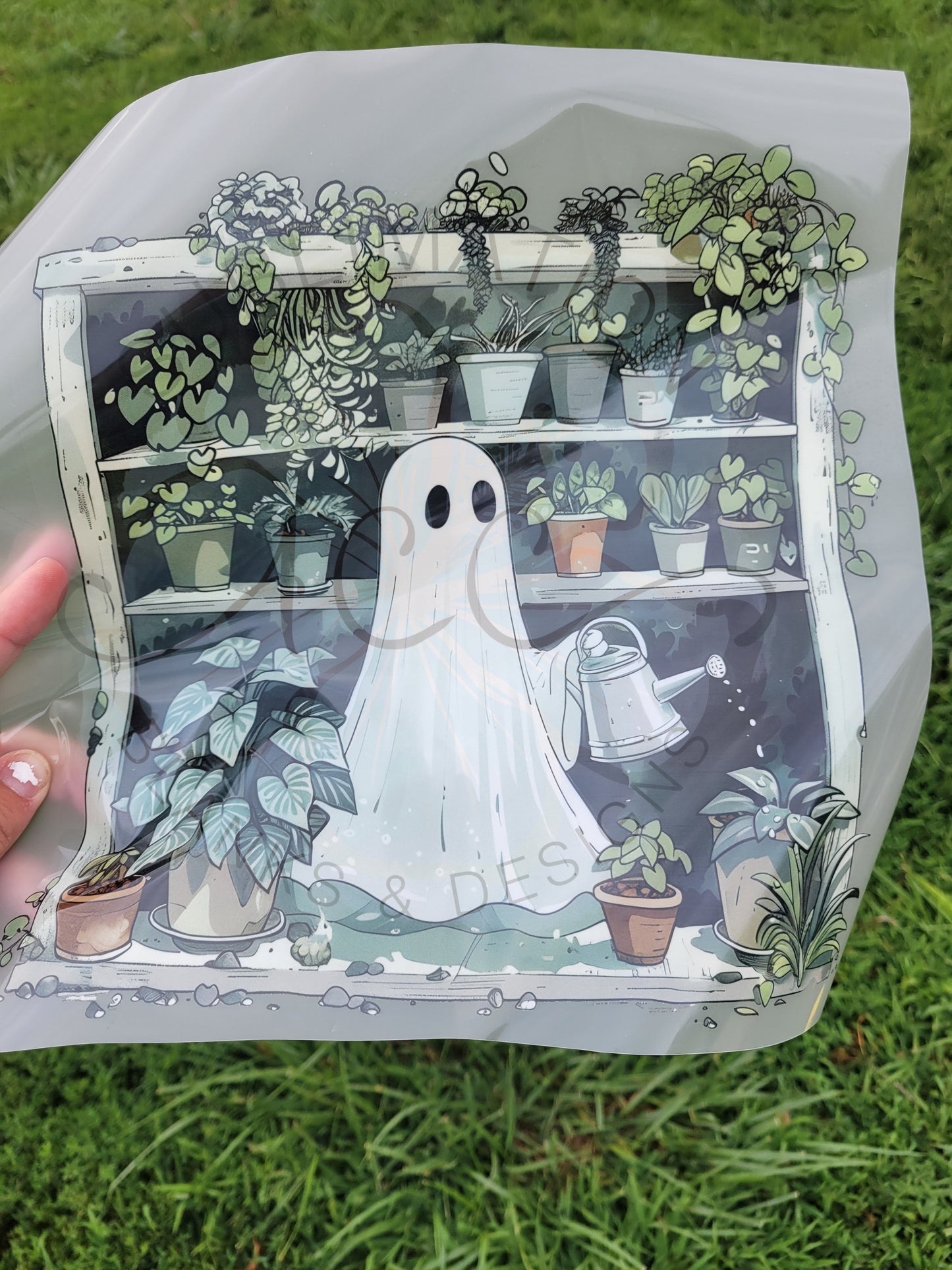 Ghost With Plant Shelves DTF Transfer