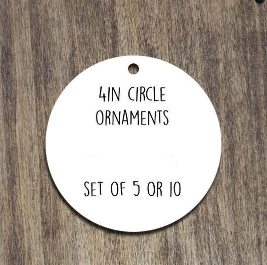 Set of 5 or 10 circle ornament hardboard blanks, 4" circle sublimation hardboard blank, SINGLE or DOUBLE-sided circle ornament sublimation blank