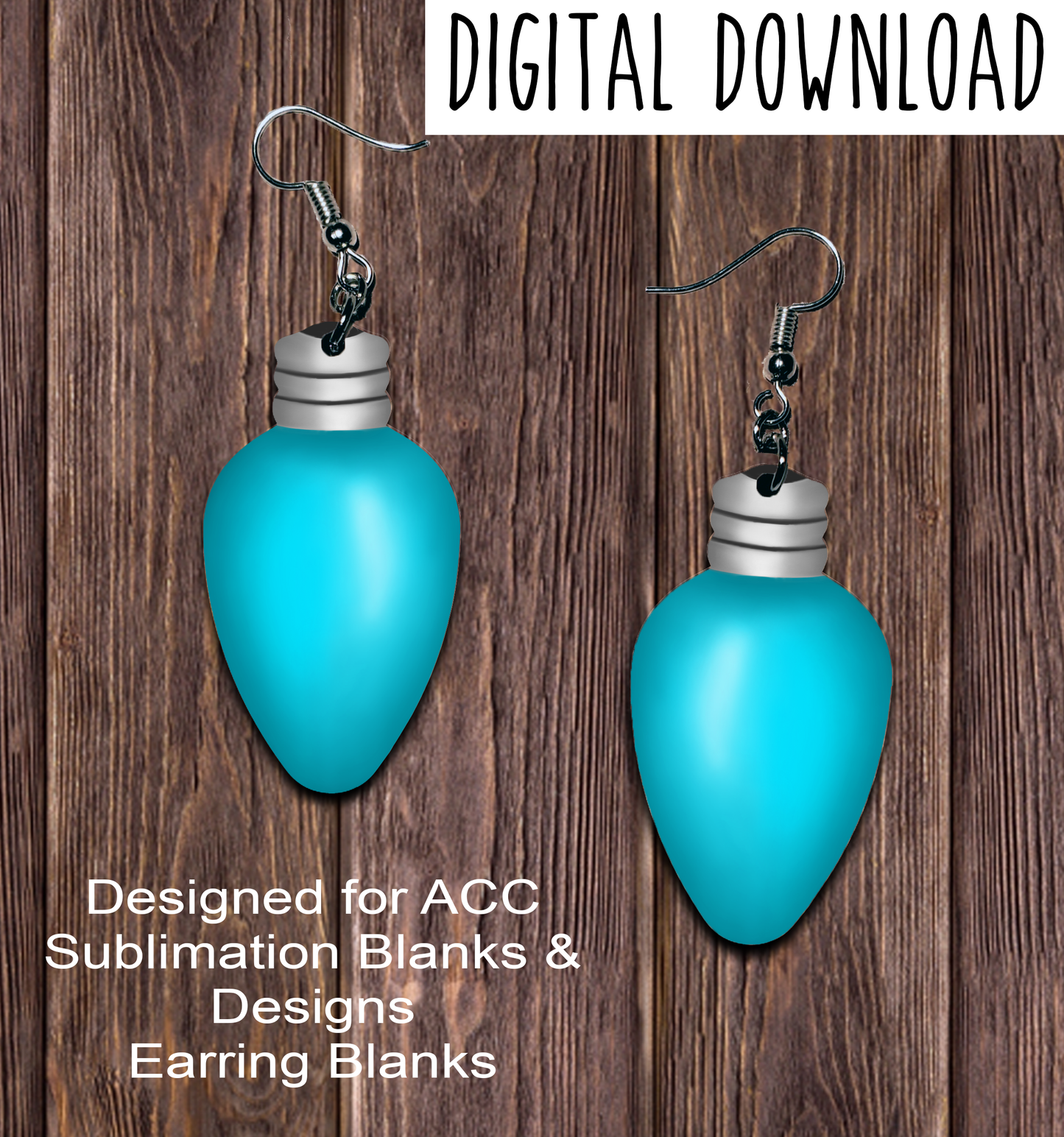 Aqua Christmas Light Teardrop Earring Sublimation Design, Hand drawn Teardrop Sublimation earring design, digital download, JPG, PNG