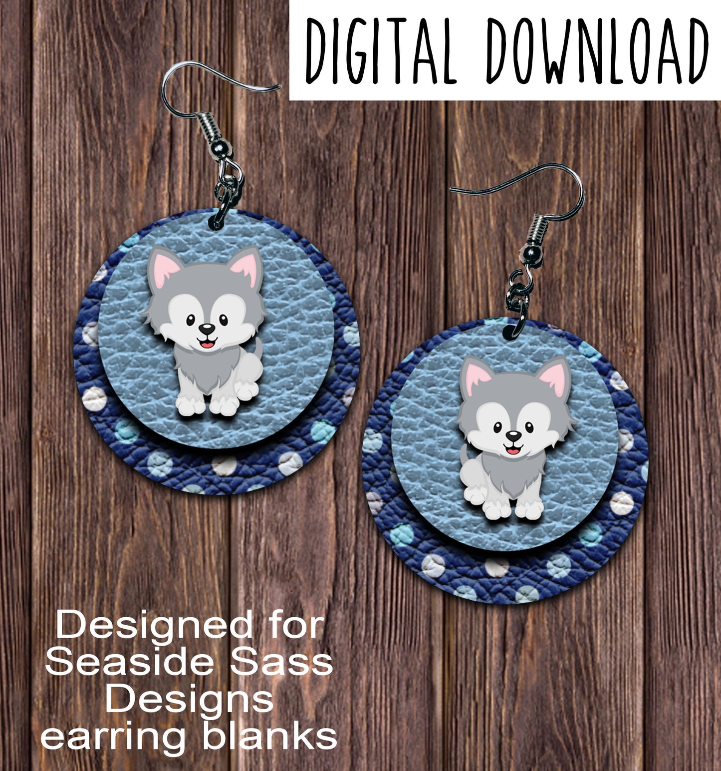 Arctic Fox Circle Earring Sublimation Design, Hand drawn Circle Sublimation earring design, digital download, JPG, PNG