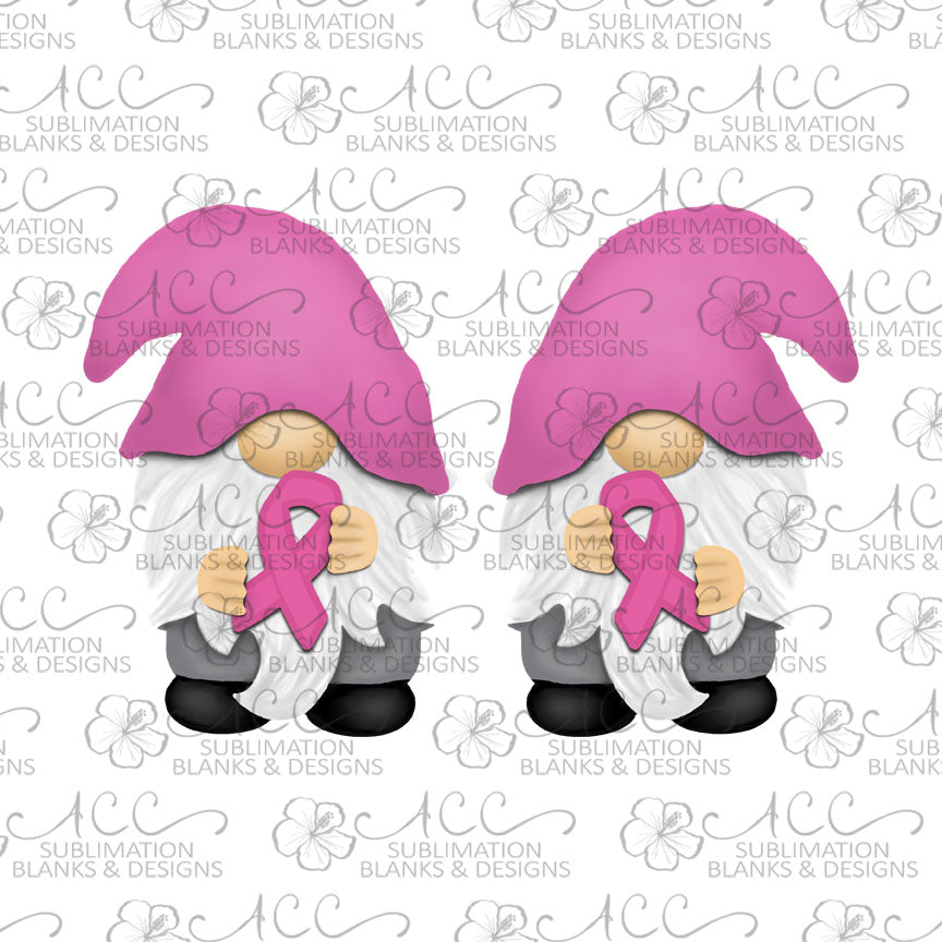 Pink Ribbon Breast Cancer Awareness Gnome with Pink Hat Earring Sublimation Design, Hand drawn Gnome Sublimation earring design, digital download, JPG, PNG