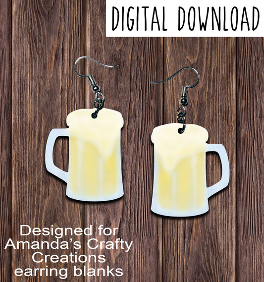 Beer Mug Sublimation Earring Sublimation Design, Hand drawn Beer Mug Sublimation earring design, digital download, JPG, PNG