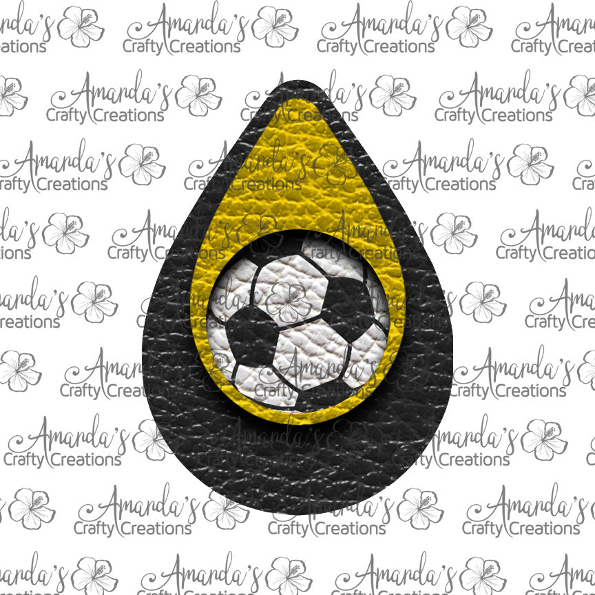Black Gold Soccer Cutout Teardrop Earring Sublimation Design, Hand drawn Teardrop Sublimation earring design, digital download, JPG, PNG