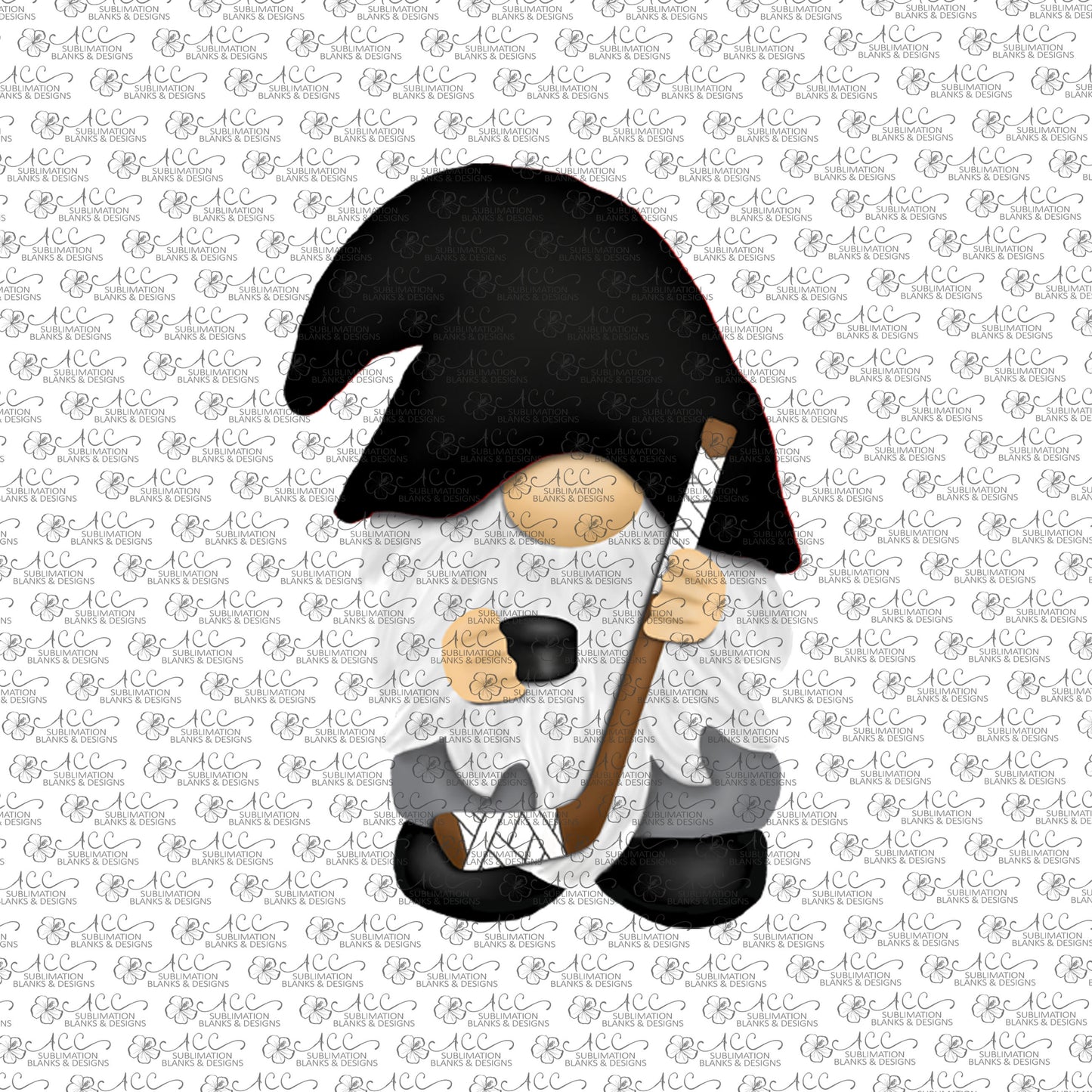 Hockey Gnome with Black Hat Sublimation Design, Hand drawn Gnome Sublimation earring design, digital download, JPG, PNG
