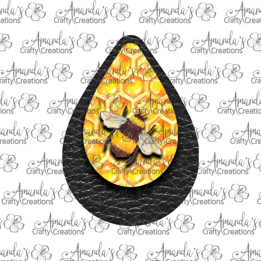 Black Honeycomb Bee Teardrop Earring Sublimation Design, Hand drawn Teardrop Sublimation earring design, digital download, JPG, PNG