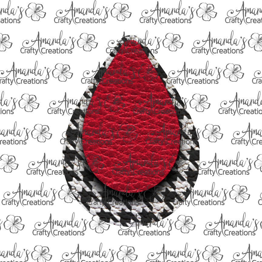 Black Houndstooth Red Teardrop Earring Sublimation Design, Hand drawn Teardrop Sublimation earring design, digital download, JPG, PNG