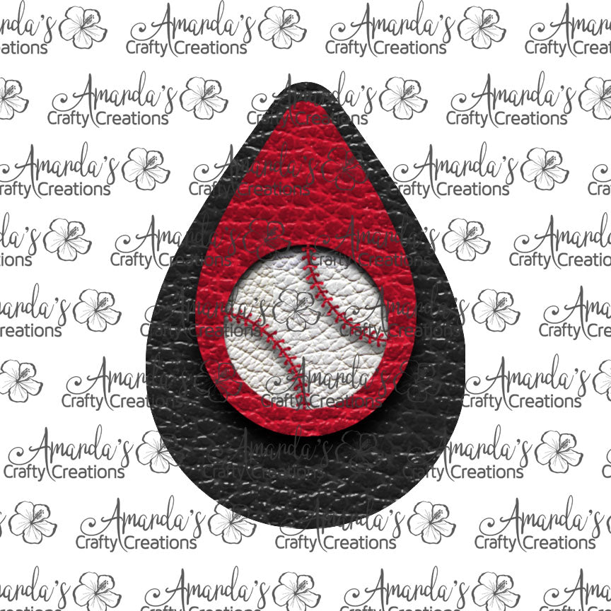 Black Red Baseball Cutout Teardrop Earring Sublimation Design, Hand drawn Teardrop Sublimation earring design, digital download, JPG, PNG
