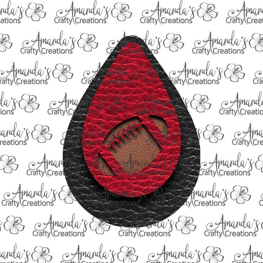 Black Red Football Cutout Teardrop Earring Sublimation Design, Hand drawn Teardrop Sublimation earring design, digital download, JPG, PNG