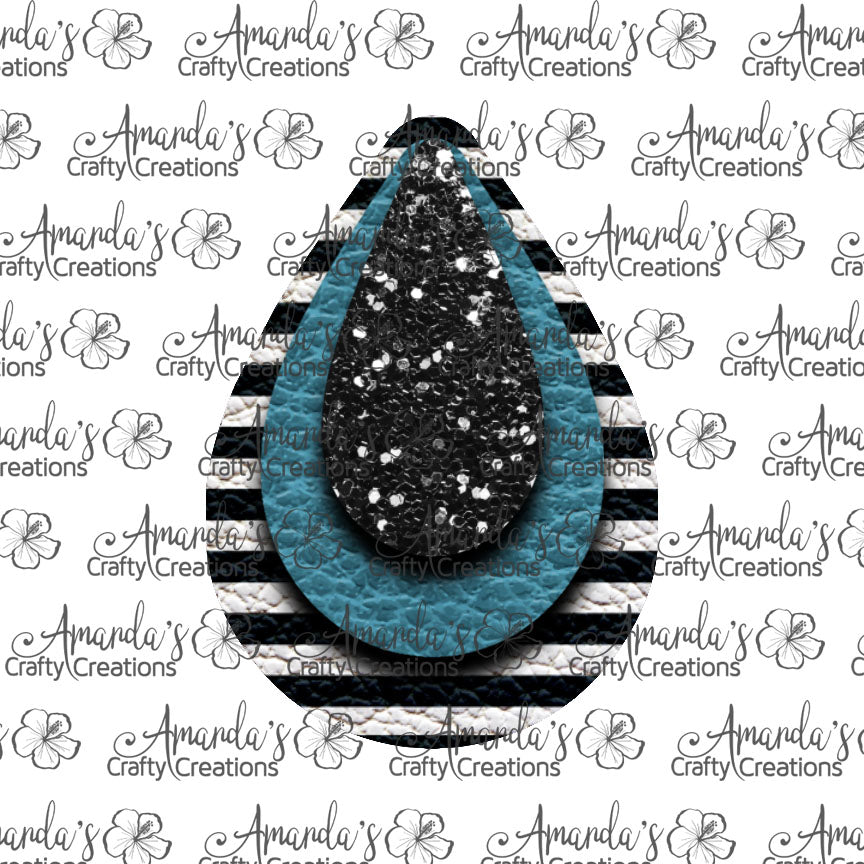 Black Stripe Turquoise Black Chunk Teardrop Earring Sublimation Design, Hand drawn Teardrop Sublimation earring design, digital download, JPG, PNG