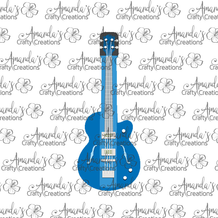 Blue Bass Guitar Earring Sublimation Design, Hand drawn Guitar Sublimation earring design, digital download, JPG, PNG