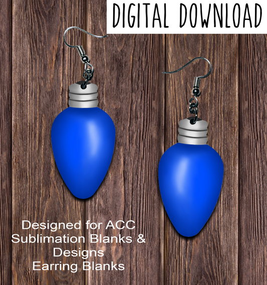 Blue Christmas Light Teardrop Earring Sublimation Design, Hand drawn Teardrop Sublimation earring design, digital download, JPG, PNG