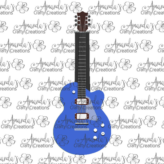 Blue Guitar Earring Sublimation Design, Hand drawn Guitar Sublimation earring design, digital download, JPG, PNG