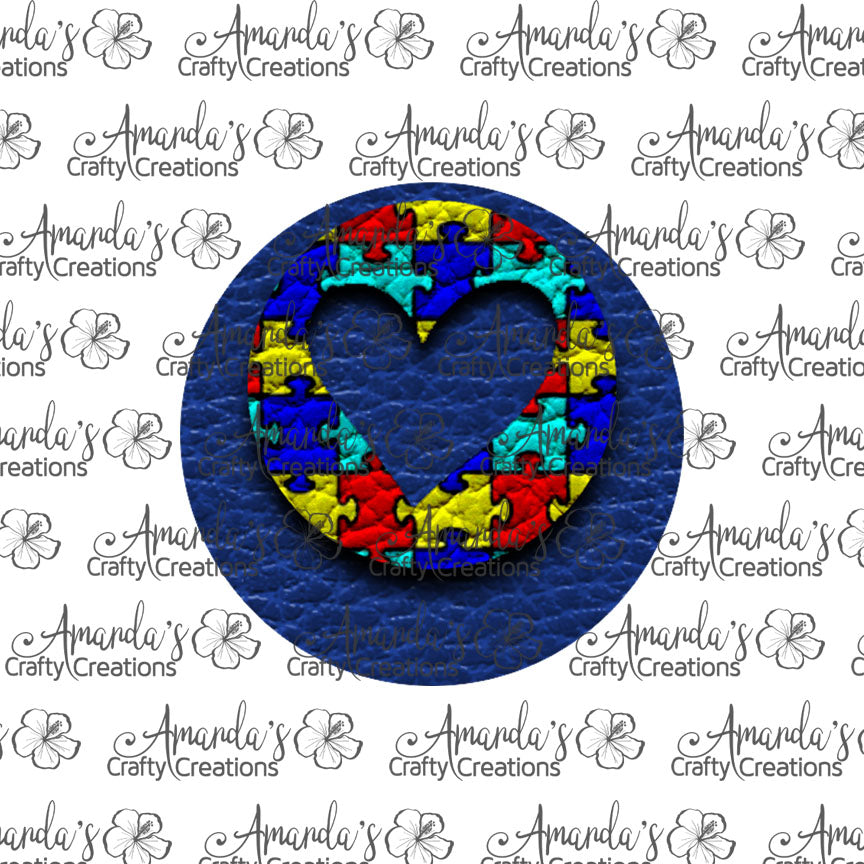 Blue Autism Puzzle Heart Cut Out Circle Earring Sublimation Design, Hand drawn Circle Sublimation earring design, digital download, JPG, PNG