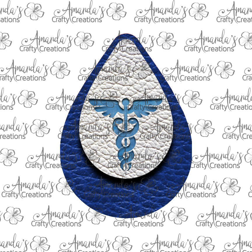 Blue Medical Symbol Teardrop Earring Sublimation Design, Hand drawn Teardrop Sublimation earring design, digital download, JPG, PNG\
