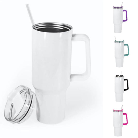 40oz Sublimation Blank Tumbler with Handle - Customizable Handle Colors - Ready to Ship (RTS)