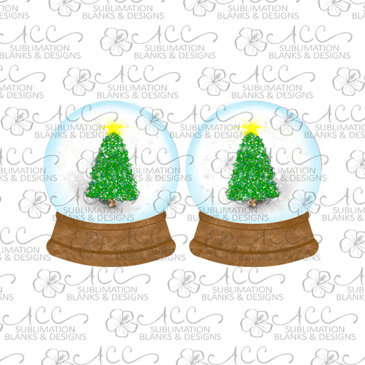 Snow Globe Christmas Tree Earring Sublimation Design, Hand drawn Snow Globe Sublimation earring design, digital download, JPG, PNG