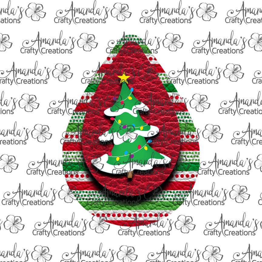 Christmas Tree Teardrop Earring Sublimation Design, Hand drawn Teardrop Sublimation earring design, digital download, JPG, PNG
