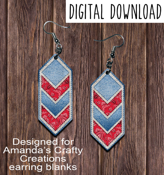 Denim Paisley Cascade Sublimation Earring Sublimation Design, Hand drawn Cascade Sublimation earring design, digital download, JPG, PNG