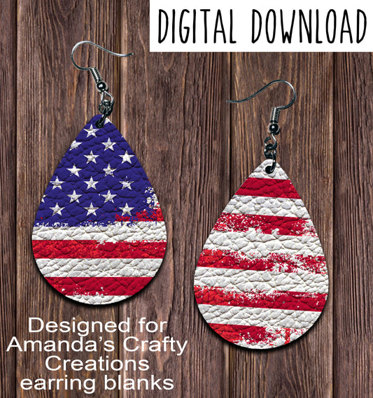 Distressed Flag 2 Teardrop Earring Sublimation Design, Hand drawn Teardrop Sublimation earring design, digital download, JPG, PNG