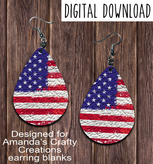 Distressed Flag Teardrop Earring Sublimation Design, Hand drawn Teardrop Sublimation earring design, digital download, JPG, PNG