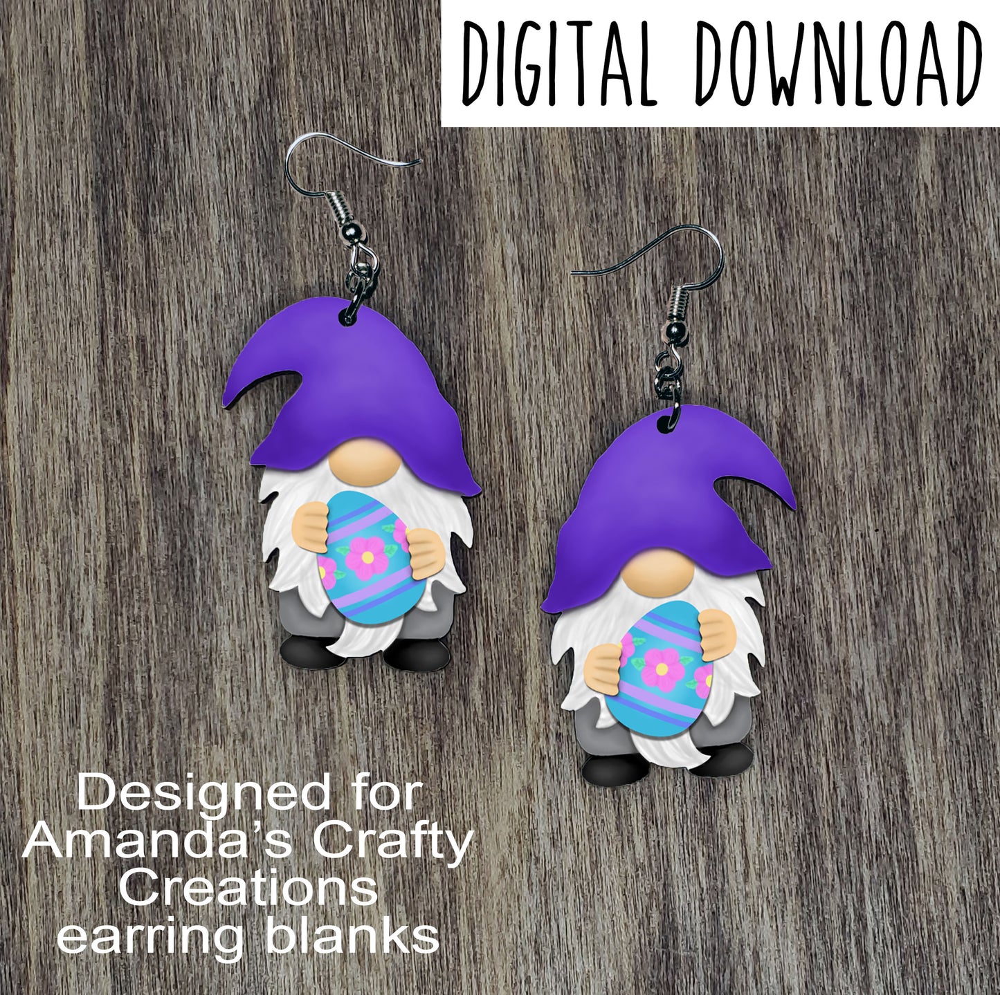 Easter Egg Gnome Earring Sublimation Design, Hand drawn Gnome Sublimation earring design, digital download, JPG, PNG