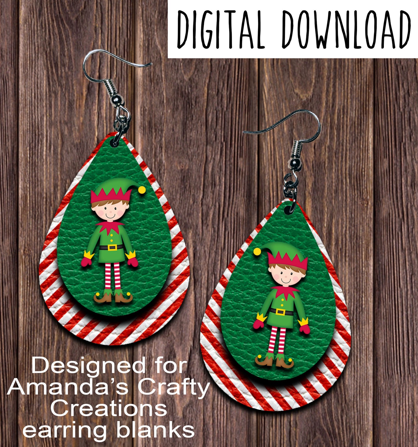 Christmas Elf Teardrop Earring Sublimation Design, Hand drawn Teardrop Sublimation earring design, digital download, JPG, PNG