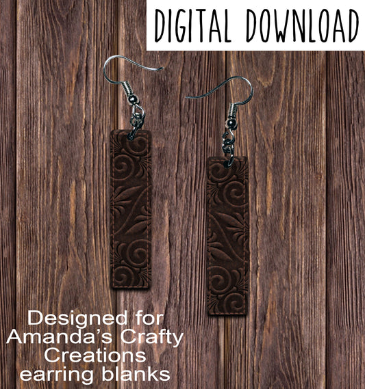 Embossed Leather Bar Earring Sublimation Design, Hand drawn Bar Sublimation earring design, digital download, JPG, PNG