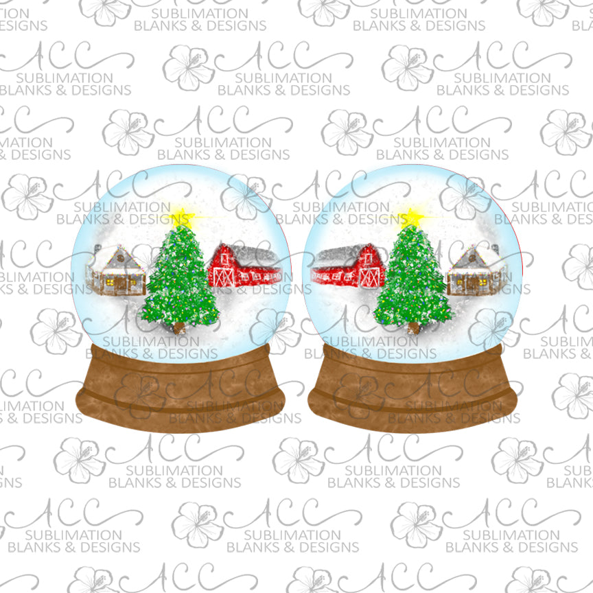 Snow Globe Farmhouse Earring Sublimation Design, Hand drawn Snow Globe Sublimation earring design, digital download, JPG, PNG