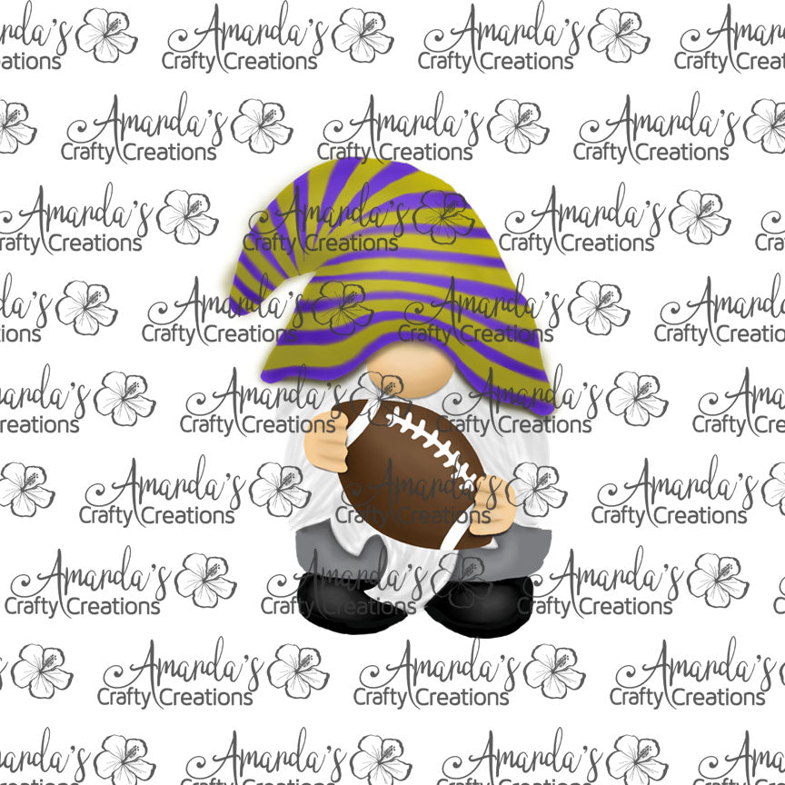 Football Gnome with Purple and Yellow Hat Earring Sublimation Design, Hand drawn Gnome Sublimation earring design, digital download, JPG, PNG