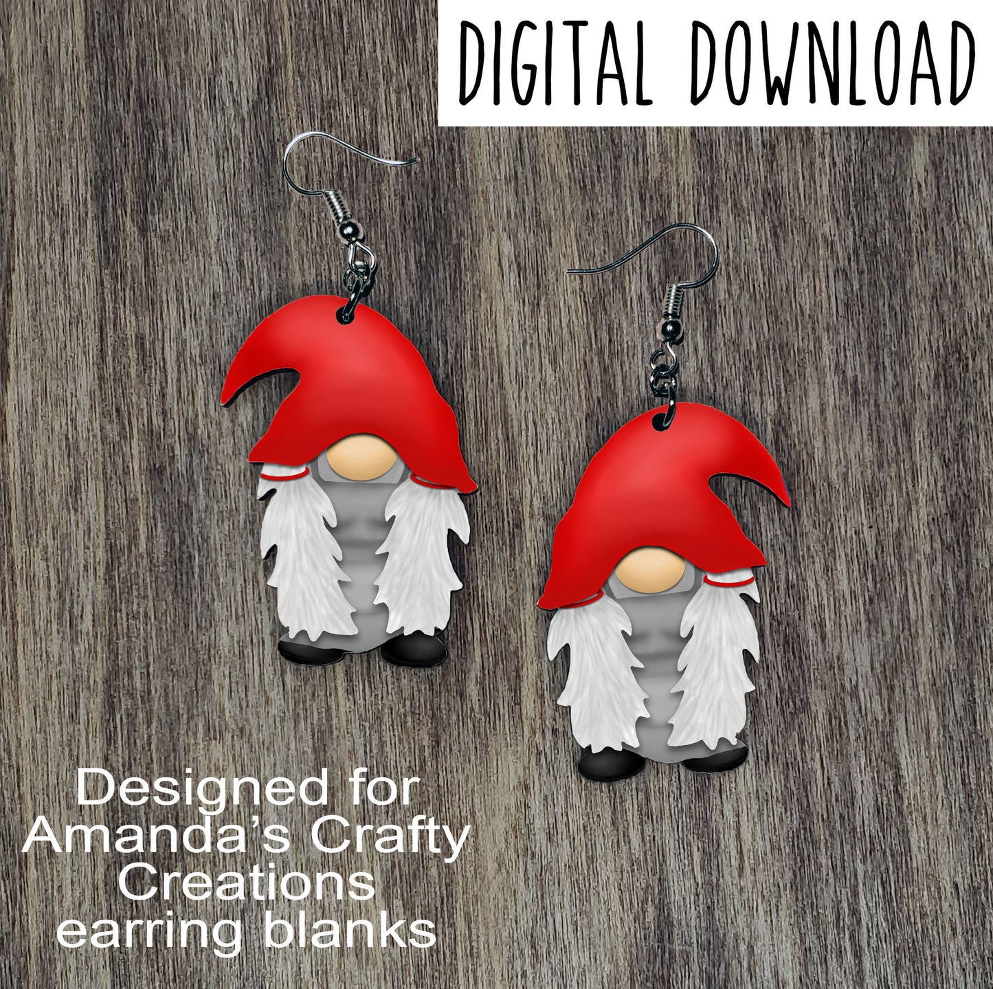 Girl Gnome with Red Hat Earring Sublimation Design, Hand drawn Gnome Sublimation earring design, digital download, JPG, PNG