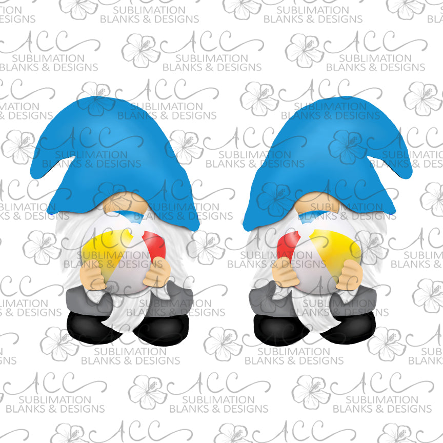 Blue Hat Gnome with Beach Ball Earring Sublimation Design, Hand drawn Gnome Sublimation earring design, digital download, JPG, PNG