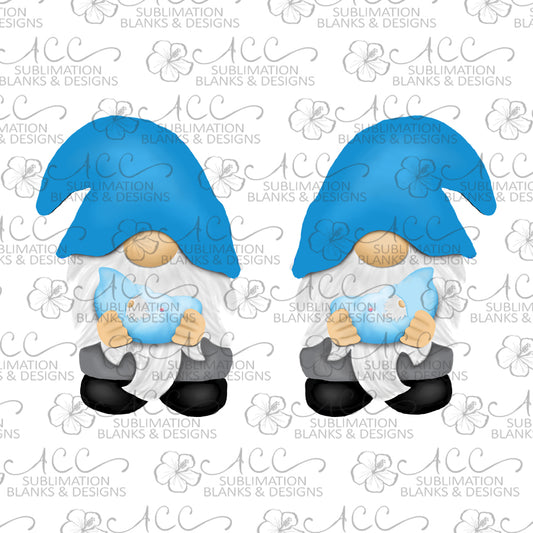 Blue Hat Gnome Holding Baby Gnome Earring Sublimation Design, Hand drawn Gnome Sublimation earring design, digital download, JPG, PNG