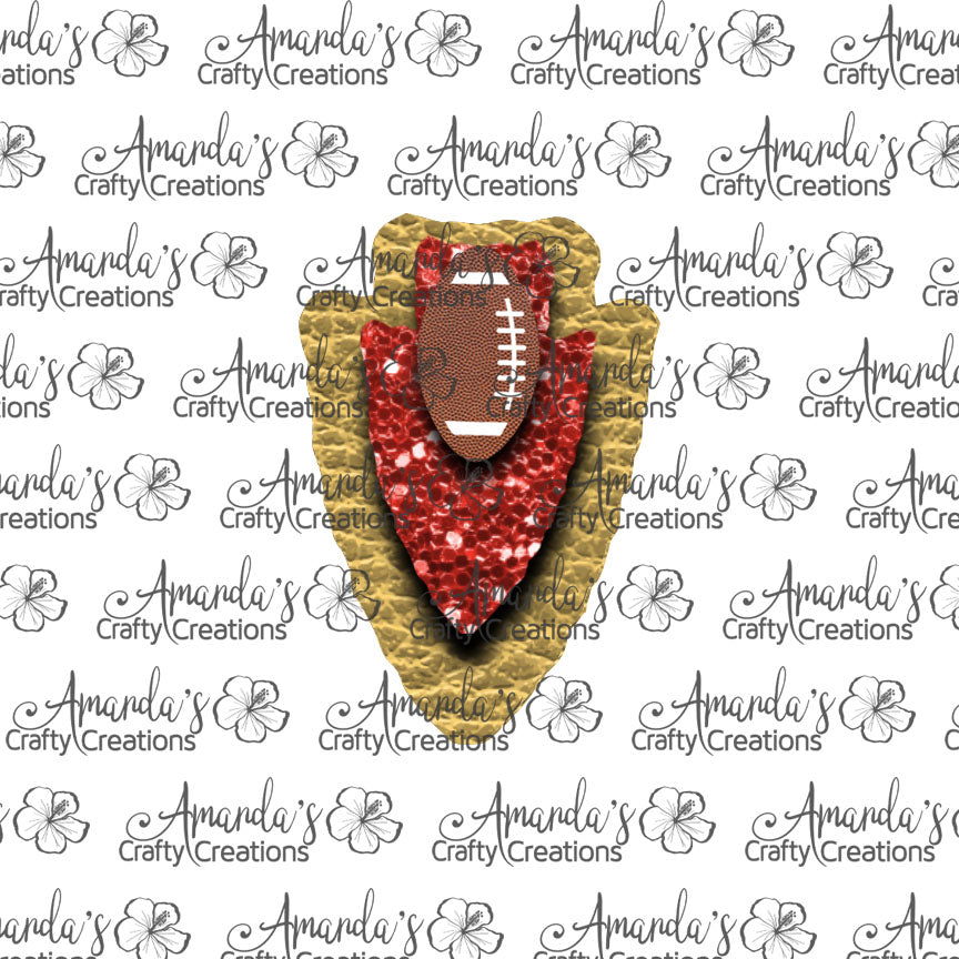 Gold Red Chunk Football Arrowhead Sublimation Earring Sublimation Design, Hand drawn Arrowhead Sublimation earring design, digital download, JPG, PNG