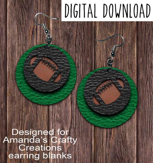 Green Black Football Circle Earring Sublimation Design, Hand drawn Circle Sublimation earring design, digital download, JPG, PNG