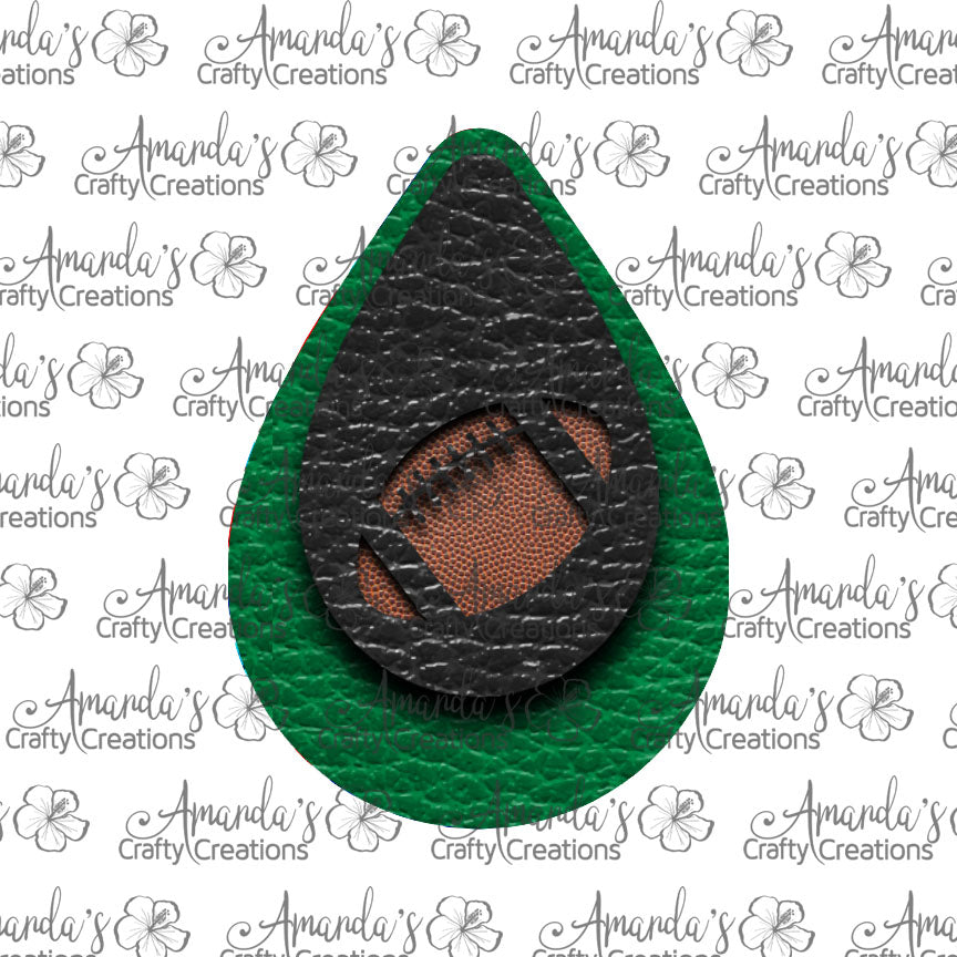 Green Black Football Cut Out Teardrop Earring Sublimation Design, Hand drawn Teardrop Sublimation earring design, digital download, JPG, PNG