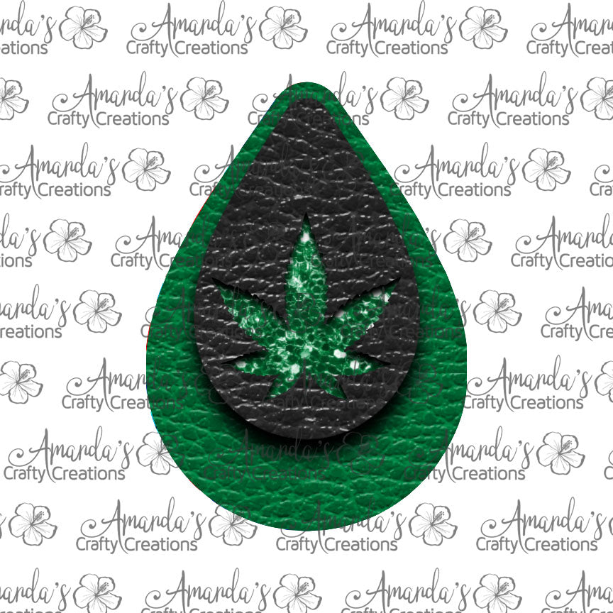 Green Chunk Black Marijuana Leaf Teardrop Earring Sublimation Design, Hand drawn Teardrop Sublimation earring design, digital download, JPG, PNG