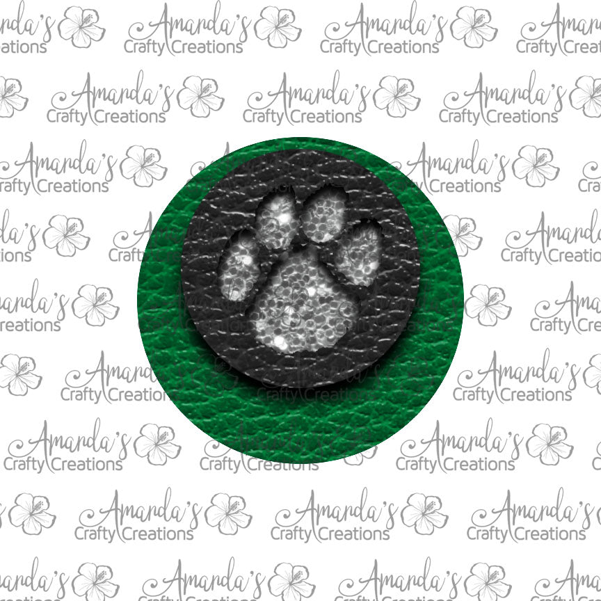 Green Black Silver Chunk Paw Print Circle Earring Sublimation Design, Hand drawn Circle Sublimation earring design, digital download, JPG, PNG