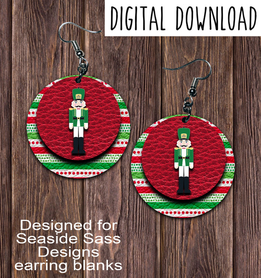 Green Nutcracker Circle Earring Sublimation Design, Hand drawn Circle Sublimation earring design, digital download, JPG, PNG