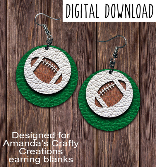 Green White Football Circle Earring Sublimation Design, Hand drawn Circle Sublimation earring design, digital download, JPG, PNG