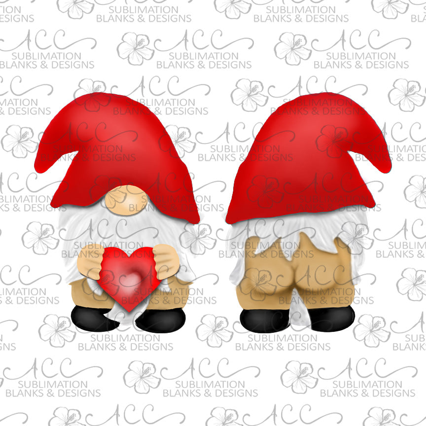 Double Sided Naked Gnome with Red Hat Sublimation Design, "Happy to see you" funny adult themed gnome design, Hand drawn Gnome Sublimation earring design, digital download, JPG, PNG