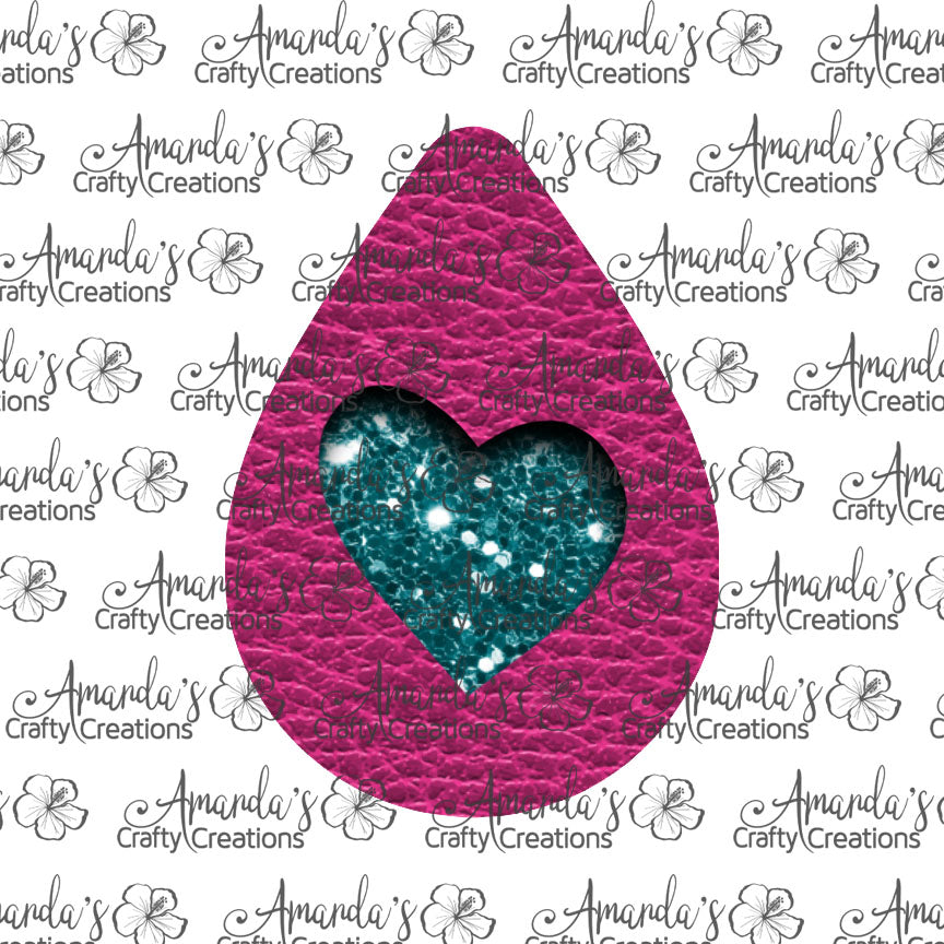 Hot Pink Turquoise Heart Cut Out Teardrop Earring Sublimation Design, Hand drawn Teardrop Sublimation earring design, digital download, JPG, PNG