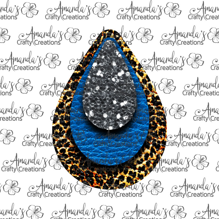 Leopard Blue Graphite Chunk Teardrop Earring Sublimation Design, Hand drawn Teardrop Sublimation earring design, digital download, JPG, PNG