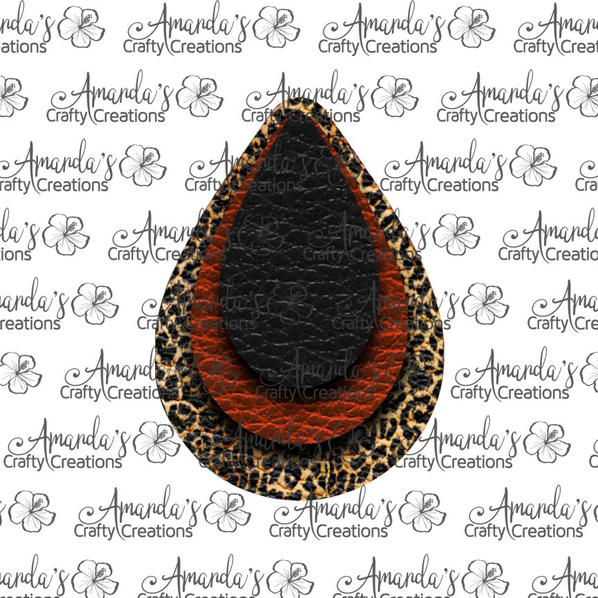Leopard Orange Black Teardrop Earring Sublimation Design, Hand drawn Teardrop Sublimation earring design, digital download, JPG, PNG