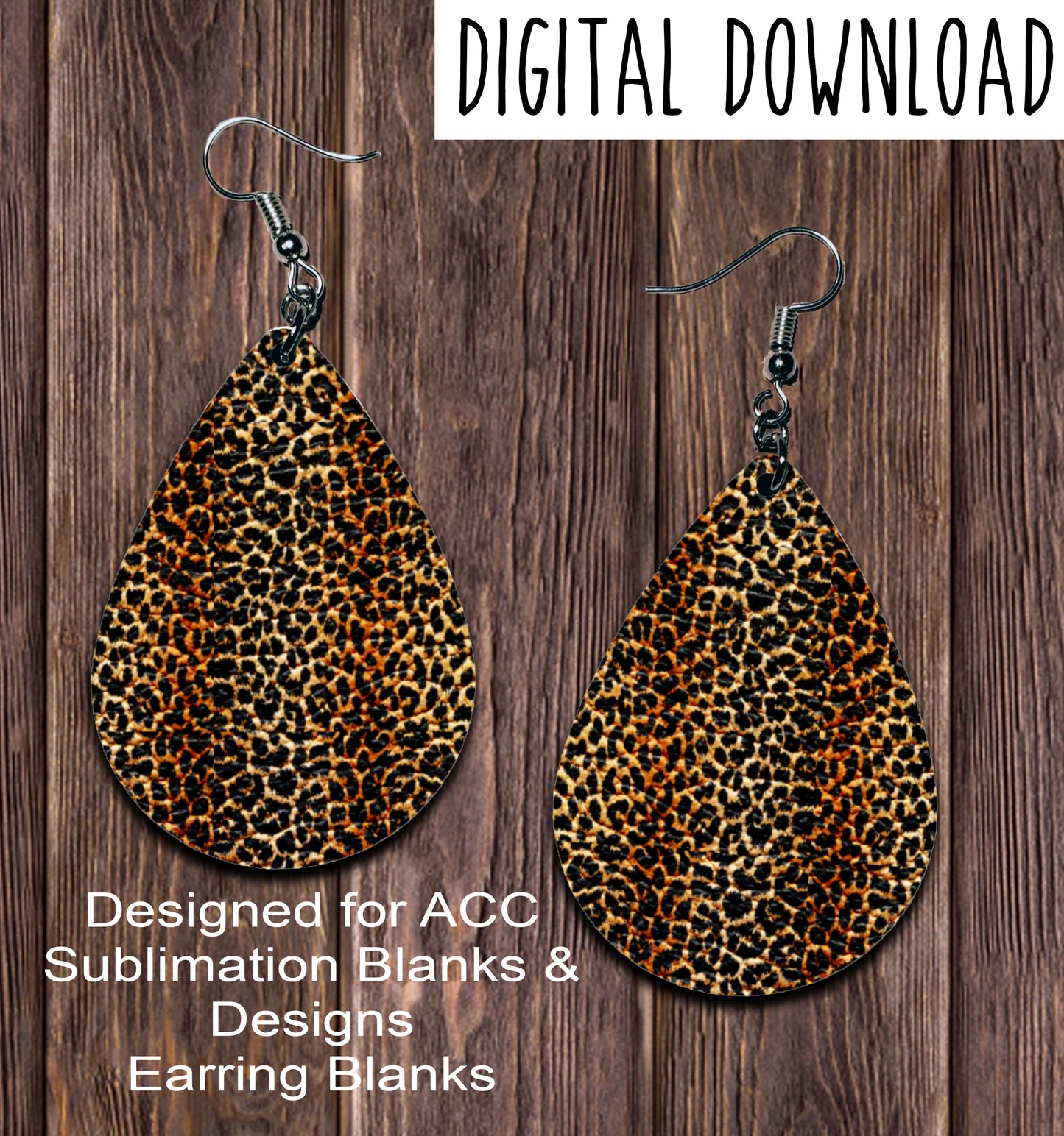 Leopard Teardrop Earring Sublimation Design, Hand drawn Teardrop Sublimation earring design, digital download, JPG, PNG
