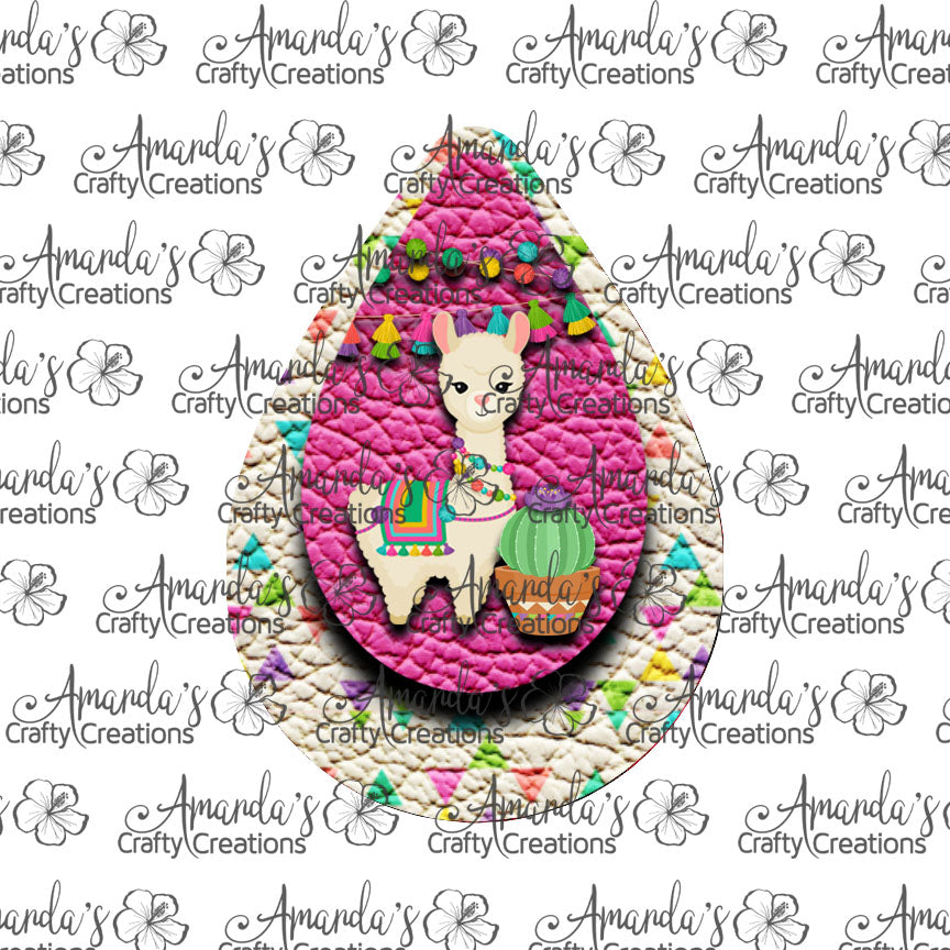 Light Llama Pink Teardrop Earring Sublimation Design, Hand drawn Teardrop Sublimation earring design, digital download, JPG, PNG