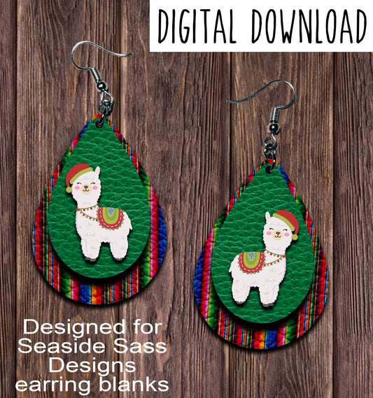 Llama Serape Teardrop Earring Sublimation Design, Hand drawn Teardrop Sublimation earring design, digital download, JPG, PNG