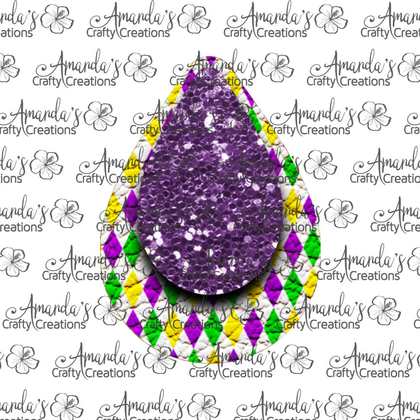 Mardi Gras Purple Chunk Teardrop Earring Sublimation Design, Hand drawn Teardrop Sublimation earring design, digital download, JPG, PNG